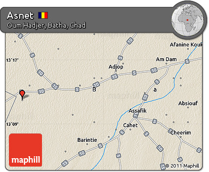 Shaded Relief Map of Asnet