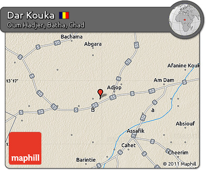 Shaded Relief Map of Dar Kouka