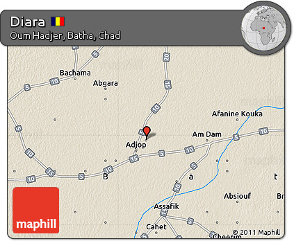 Shaded Relief Map of Diara