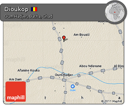 Shaded Relief Map of Dioukop