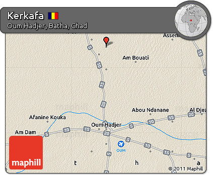 Shaded Relief Map of Kerkafa