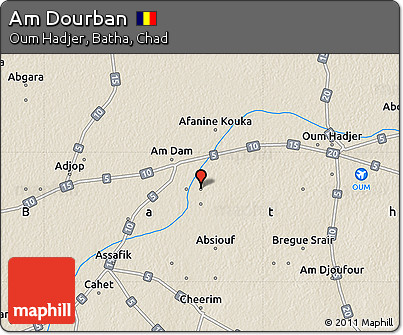 Shaded Relief Map of Am Dourban