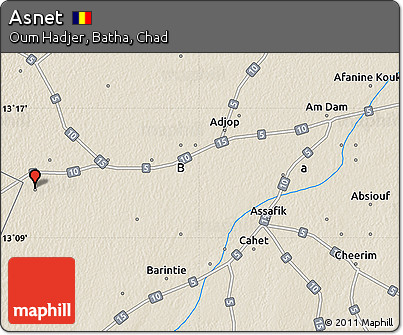 Shaded Relief Map of Asnet