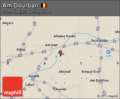 Shaded Relief Map of Am Dourban