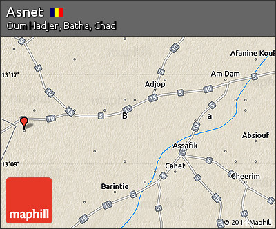 Shaded Relief Map of Asnet