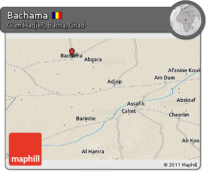 Shaded Relief Panoramic Map of Bachama