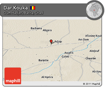 Shaded Relief Panoramic Map of Dar Kouka
