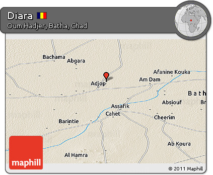 Shaded Relief Panoramic Map of Diara