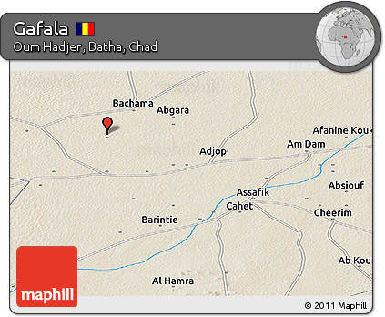 Shaded Relief Panoramic Map of Gafala