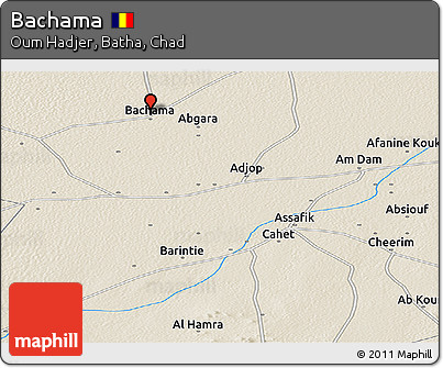 Shaded Relief Panoramic Map of Bachama