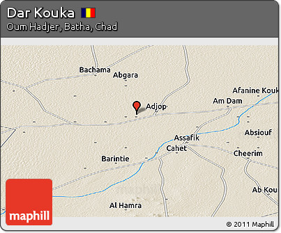 Shaded Relief Panoramic Map of Dar Kouka