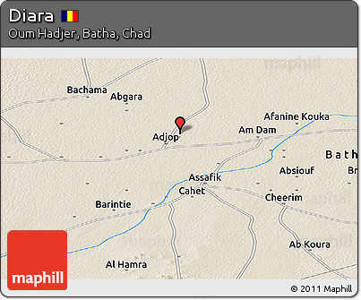 Shaded Relief Panoramic Map of Diara