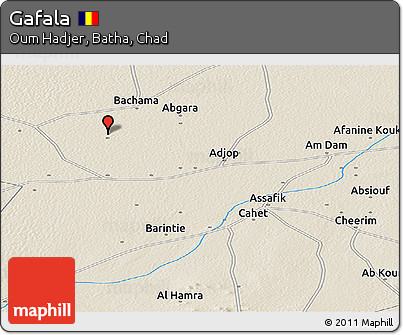Shaded Relief Panoramic Map of Gafala