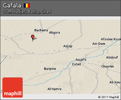 Shaded Relief Panoramic Map of Gafala