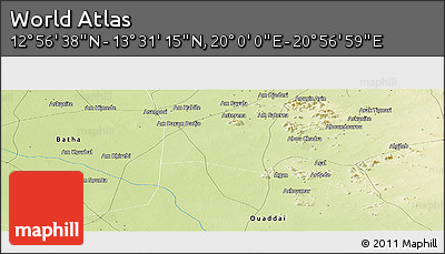 Physical Panoramic Map of the Area around 13° 13' 56" N, 20° 28' 30" E