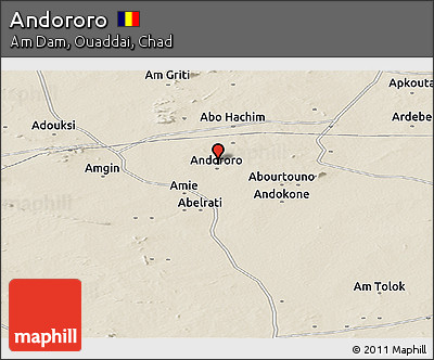 Shaded Relief Panoramic Map of Andororo