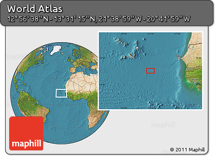 Satellite Location Map of the Area around 13° 13' 56" N, 21° 10' 29" W