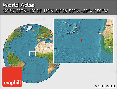 Satellite Location Map of the Area around 13° 13' 56" N, 21° 10' 29" W
