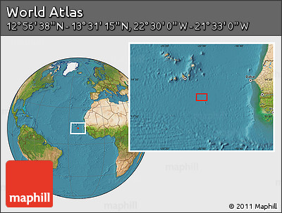 Satellite Location Map of the Area around 13° 13' 56" N, 22° 1' 29" W