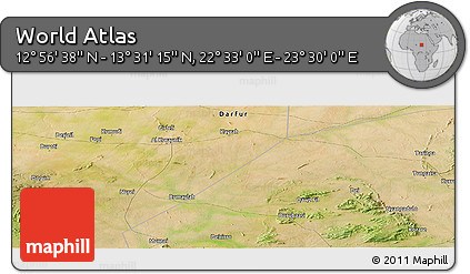 Satellite Panoramic Map of the Area around 13° 13' 56" N, 23° 1' 29" E