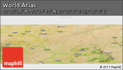 Satellite Panoramic Map of the Area around 13° 13' 56" N, 23° 1' 29" E