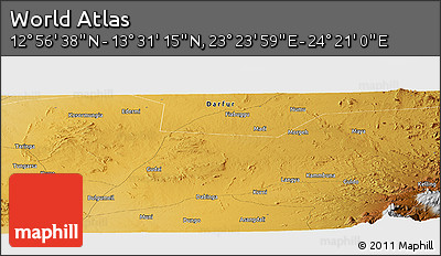Physical Panoramic Map of the Area around 13° 13' 56" N, 23° 52' 30" E