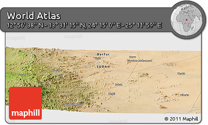 Satellite Panoramic Map of the Area around 13° 13' 56" N, 24° 43' 30" E
