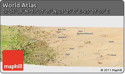 Satellite Panoramic Map of the Area around 13° 13' 56" N, 24° 43' 30" E