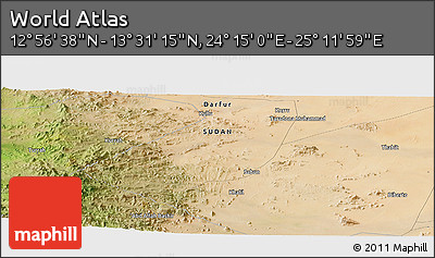 Satellite Panoramic Map of the Area around 13° 13' 56" N, 24° 43' 30" E