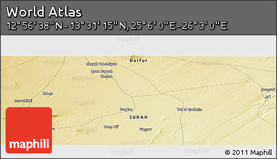 Physical Panoramic Map of the Area around 13° 13' 56" N, 25° 34' 30" E