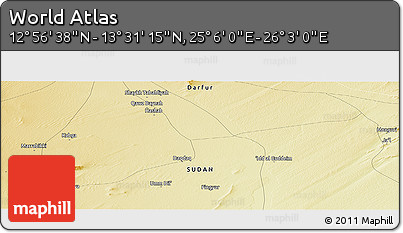 Physical Panoramic Map of the Area around 13° 13' 56" N, 25° 34' 30" E