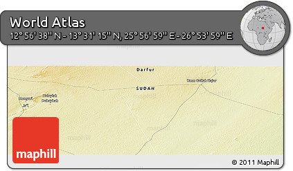 Physical Panoramic Map of the Area around 13° 13' 56" N, 26° 25' 29" E