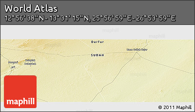 Physical Panoramic Map of the Area around 13° 13' 56" N, 26° 25' 29" E