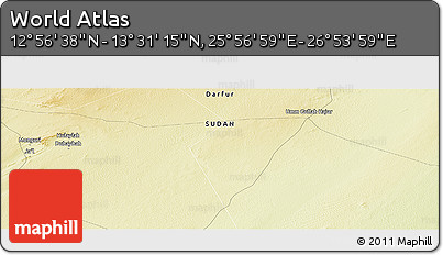 Physical Panoramic Map of the Area around 13° 13' 56" N, 26° 25' 29" E