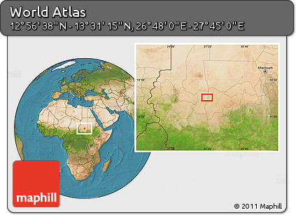 Satellite Location Map of the Area around 13° 13' 56" N, 27° 16' 29" E