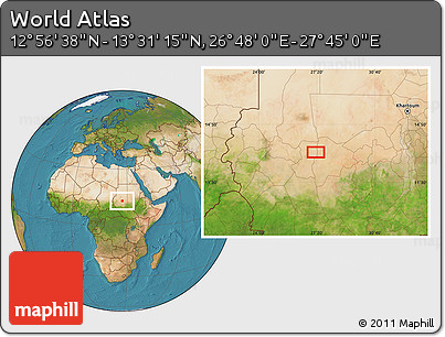 Satellite Location Map of the Area around 13° 13' 56" N, 27° 16' 29" E