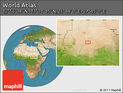 Satellite Location Map of the Area around 13° 13' 56" N, 27° 16' 29" E