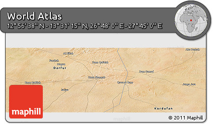 Satellite Panoramic Map of the Area around 13° 13' 56" N, 27° 16' 29" E