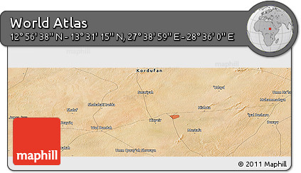 Satellite Panoramic Map of the Area around 13° 13' 56" N, 28° 7' 30" E