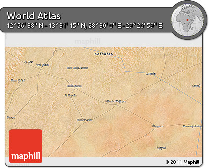 Satellite 3D Map of the Area around 13° 13' 56" N, 28° 58' 30" E