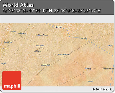 Satellite 3D Map of the Area around 13° 13' 56" N, 28° 58' 30" E