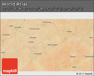 Satellite 3D Map of the Area around 13° 13' 56" N, 28° 58' 30" E