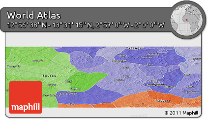Political Panoramic Map of the Area around 13° 13' 56" N, 2° 28' 30" W