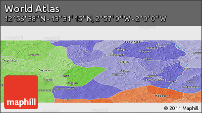 Political Panoramic Map of the Area around 13° 13' 56" N, 2° 28' 30" W