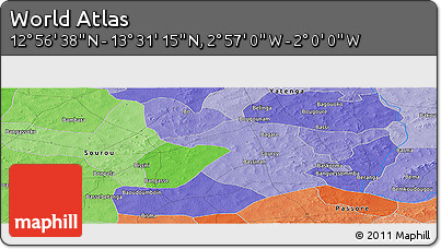 Political Panoramic Map of the Area around 13° 13' 56" N, 2° 28' 30" W