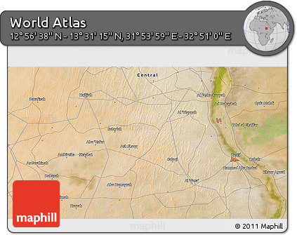 Satellite 3D Map of the Area around 13° 13' 56" N, 32° 22' 30" E
