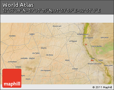 Satellite 3D Map of the Area around 13° 13' 56" N, 32° 22' 30" E