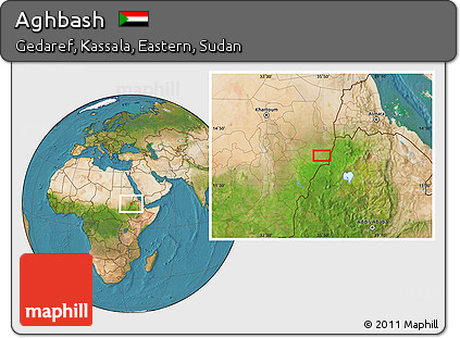 Satellite Location Map of Aghbash