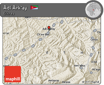 Shaded Relief Map of Ādī Ārk'ay