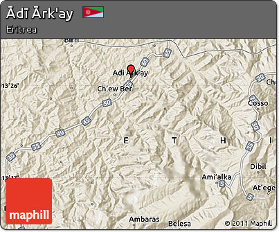 Shaded Relief Map of Ādī Ārk'ay